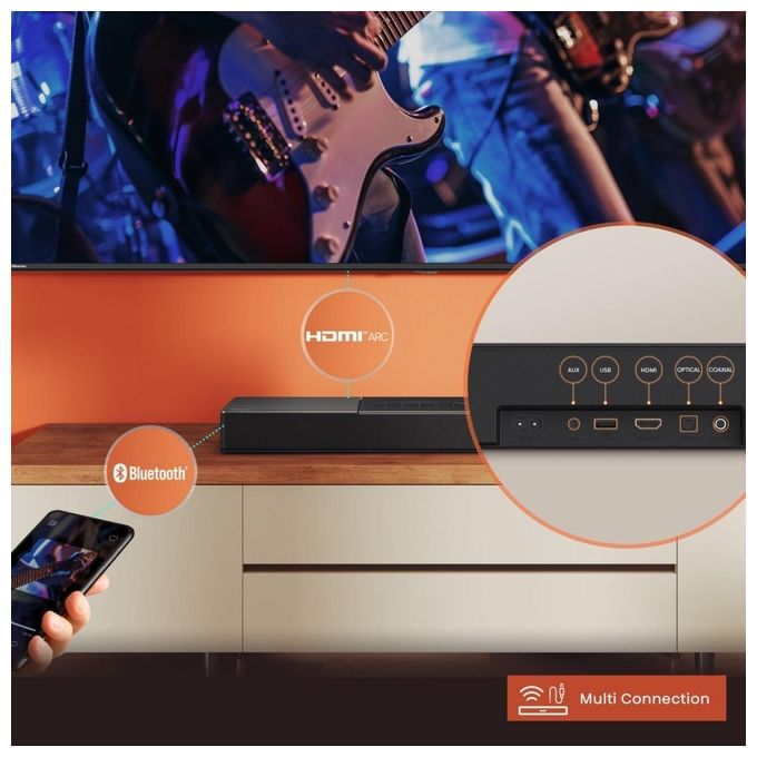 Hisense HS2000 Soundbar 2.1 Subwoofer Integrato 240W Dolby Digital Plus DTS Virtual:X Bluetooth 5.3 HDMI ARC USB Ottico colore Nero