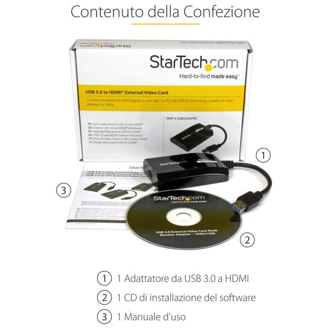 StarTech Adattatore convertitore USB 3.0 a HDMI 4K per MacÂ and PC Scheda Video esterna DisplayLinK HD 1080p