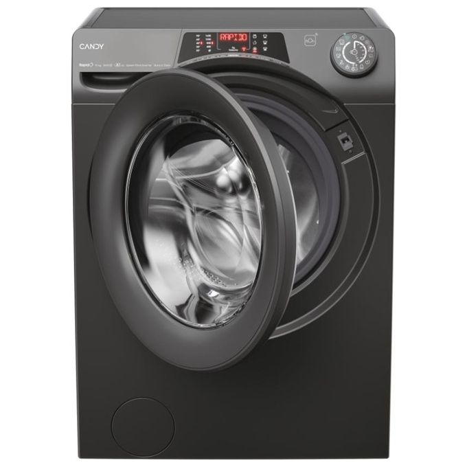 Candy RO6106DWMRR7-1-S RapidÓ - Lavatrice a carica frontale 10 kg, 1600 rpm, Classe A, Wi-Fi + BLE, Funzione vapore, (85×60×58 cm), Antracite
