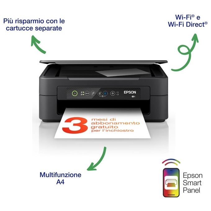 Epson C11CK67403 Expression Home XP-2200 Stampante Multifunzione Inkjet A4 Stampa Copia Scansione Wi-Fi Wi-Fi Direct Fronte Retro Manuale colore Nero
