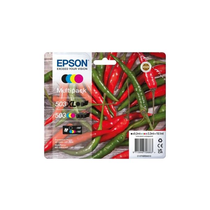 Epson C13T09R94010 Serie Peperoncino Cartuccia d'inchiostro Originale Resa Elevata XL 4 pz colore Nero Ciano Magenta Giallo