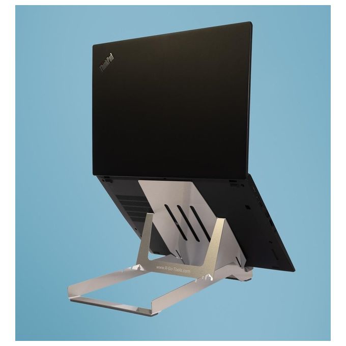 R-Go Tools RGORIBASI Supporto per laptop R-Go Riser Basic Regolabile in Altezza 3 Posizioni Alluminio HYLITE colore Argento