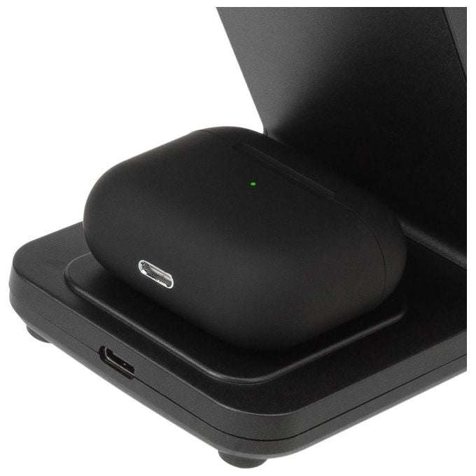 RivaCase VA4916 Caricatore Stand Wireless 3 in 1 Compatibile con iPhone Samsung e Apple Watch 15 W colore Nero