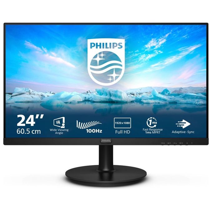 Philips 241V8LAB-00 V Line Monitor PC 23.8'' Full HD 1920x1080 VA LCD 100Hz Adaptive Sync Altoparlanti colore Nero