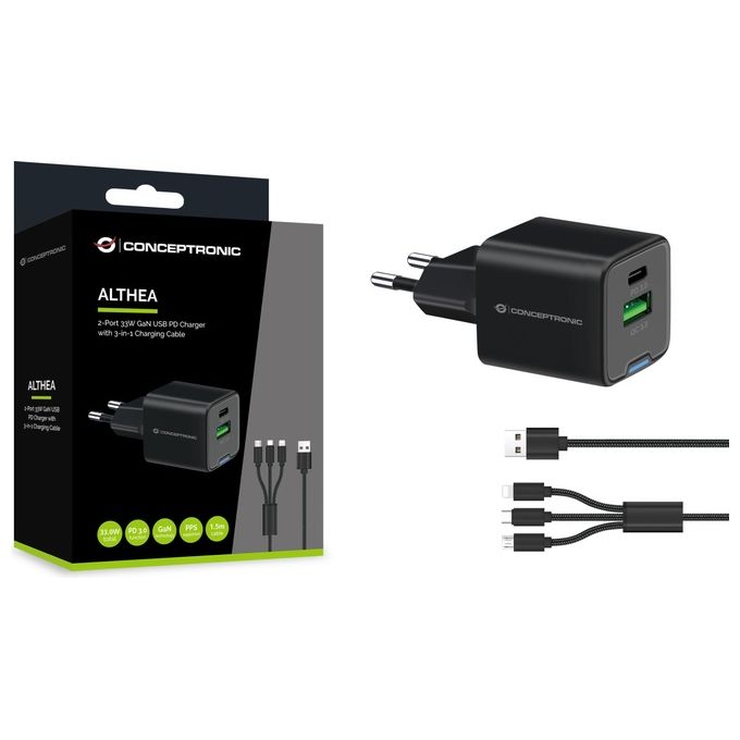 Conceptronic Althea16b 2-Port 33W Gan Usb Pd Charger