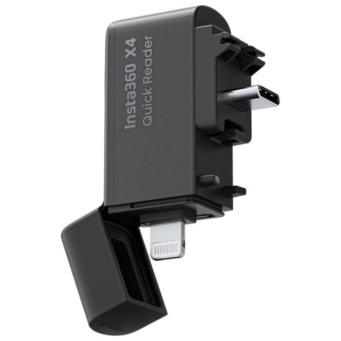 Insta360 CINSBBMB Quick Reader per X4 Lettore Schede USB-C e Lightning Compatibile iOS e Android colore Nero