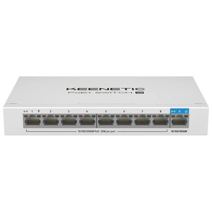 Keenetic KN-4710-01-EU PoE+ Switch 9 Switch Non Gestito 9 Porte Gigabit 8 Porte PoE+ 120W 18 Gbps colore Bianco
