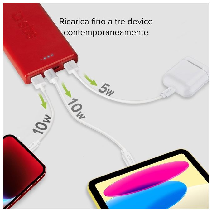 Sbs Powerbank 10.000mAh Extra Slim con Due Porte Usb 2.1A Intelligent Charge