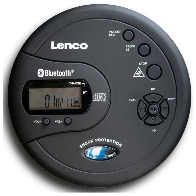 Lenco CD-300 Lettore CD Portatile Bluetooth Antishock MP3 Batterie Ricaricabili NiMH Jack 3.5 mm colore Nero
