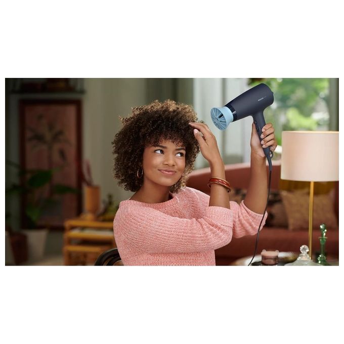 Philips BHD360-20 Serie 3000 Asciugacapelli 2100 W ThermoProtect Ionic 6 impostazioni con concentratore e diffusore colore Blu Marino