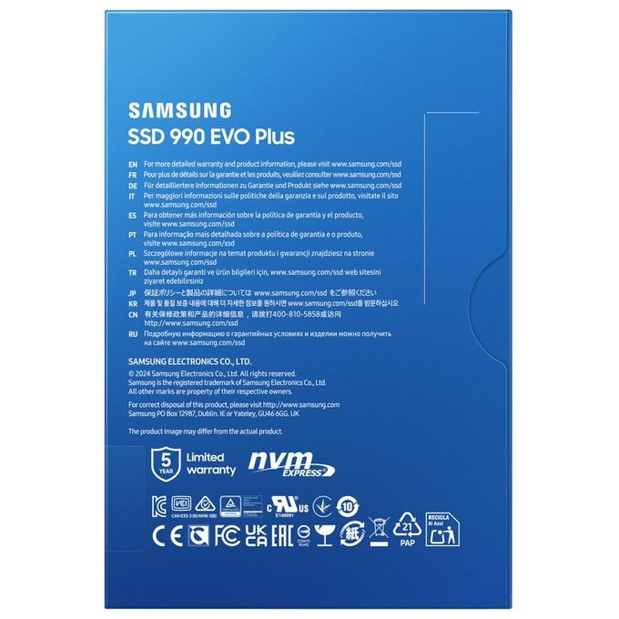 Samsung MZ-V9S2T0BW 990 EVO Plus SSD Interno M.2 2TB PCIe 4.0 NVMe 2.0 V-NAND TLC 7250 MB-s