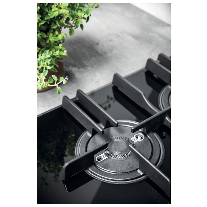 Hotpoint Ariston FTGHG 751 D-HA(BK) Piano Cottura a Gas in Vetro Temperato 5 Fuochi Griglie in Ghisa 75 cm Nero