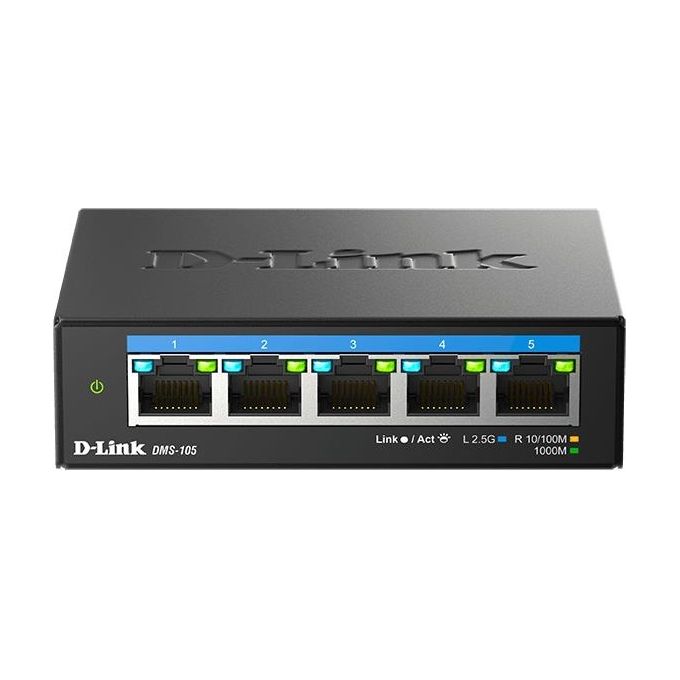 D-Link DMS-105 Switch Non Gestito 5 Porte 2.5G Multi-Gigabit Desktop L2 QoS Fanless colore Nero