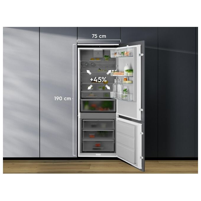 Electrolux ENG7TE75S Serie 700 Frigorifero Combinato da Incasso 376 L 188 cm Classe E 35 dB Total No Frost GreenZone colore Bianco