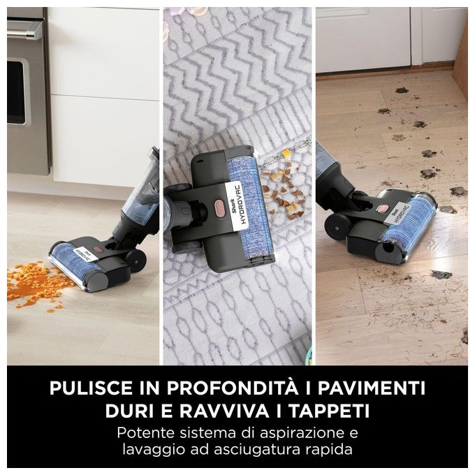 Shark WD210EU HydroVac Aspirapolvere Lavapavimenti Senza Filo Wet Dry 170W 25 min 86 dB colore Grigio