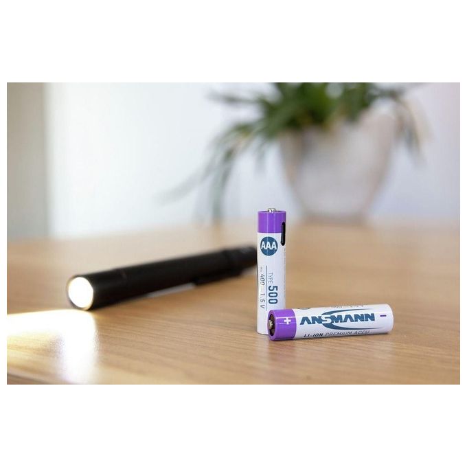 Ansmann Lithium Akku Micro AAA 400mAh  Cable 4 Pezzi