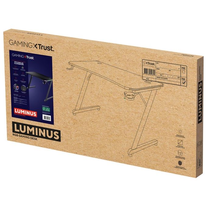 Trust GXT 709 Luminus Scrivania Gaming LED RGB 10 Modalita' Colore Nero