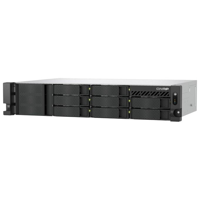 QNAP TS-855EU-RP-8G TS-855EU-RP NAS Rack 2U Intel Atom C5125 8 Core 2.8 GHz 8 GB DDR4 SO-DIMM espandibile fino a 64 GB 8 alloggiamenti HDD SSD M.2 2.5GbE RAID 0 1 5 6 10 50 60 alimentazione ridondante QuTS hero colore Nero