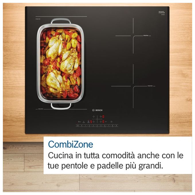 Bosch PVS611BB6E Serie 4 Piano cottura a induzione 60 cm 4 zone CombiInduction Touch Select 6900 W colore Nero