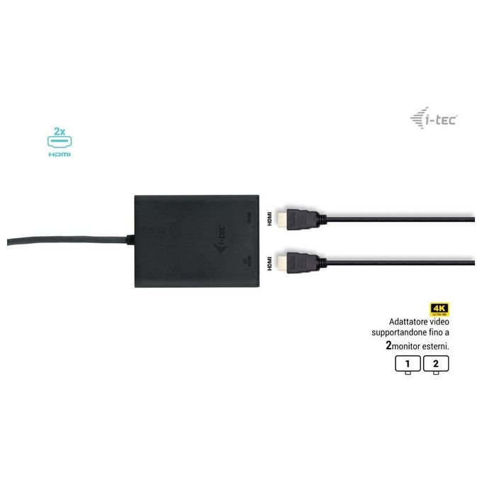 I-tec C31DUAL4K60HDMI Adattatore Video USB-C Dual 4K-60Hz Single 8K-30Hz HDMI 2 Porte Nero