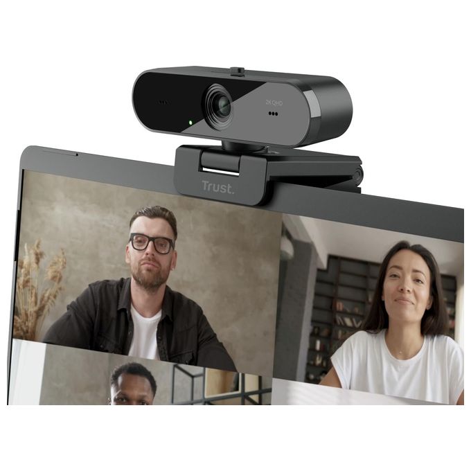 Trust 24732 Taxon Webcam 2560 x 1440 Pixel 30 fps USB 2.0 con Autofocus e Doppio Microfono colore Nero