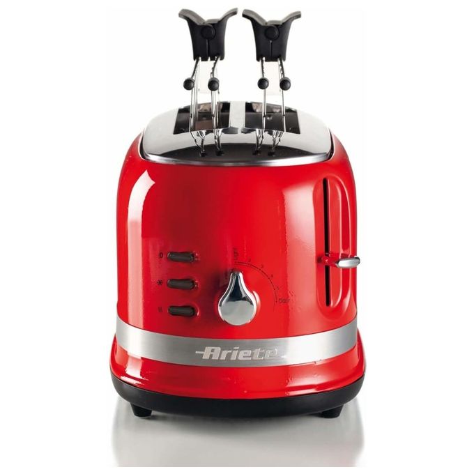 Ariete 0149 Tostapane 2 Fette Moderna con Pinze 6 Livelli di Doratura 800W Rosso