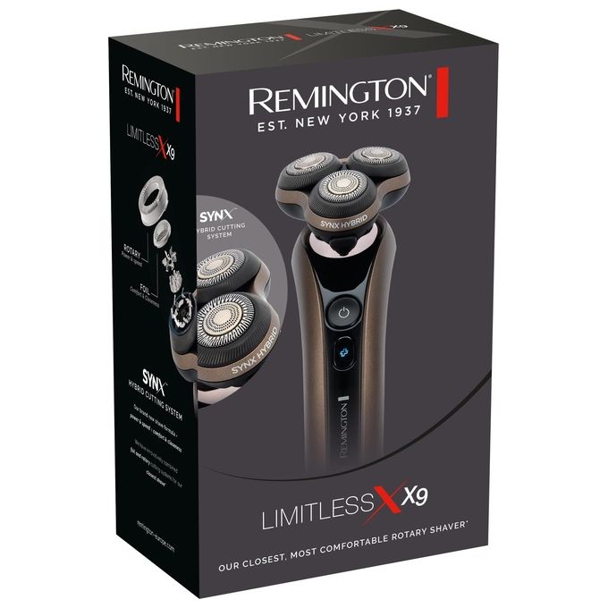 Remington XR1795 X9 Limitless Rasoio elettrico rotante umido secco 3 testine autonomia 60 min colore Nero Argento