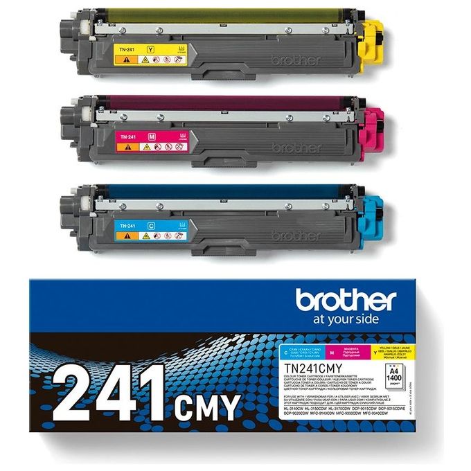 Brother TN241CMY Toner Originale Multipack 3 Pezzi 1400 Pagine per Colore colore Ciano Magenta Giallo
