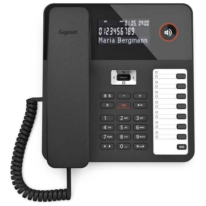 Gigaset DESK 800A Telefono DECT con filo Segreteria Telefonica Display LCD Rubrica 200 contatti colore Nero