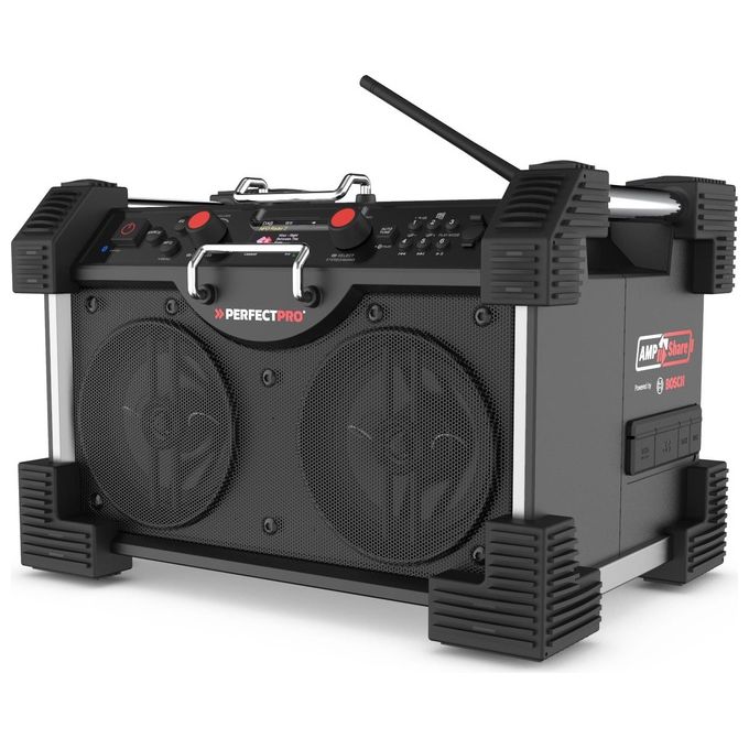 Perfectpro RH4-18V ROCKHART Radio da cantiere digitale DAB+ FM 60 W Bluetooth 5.2 IP44 colore Nero Rosso