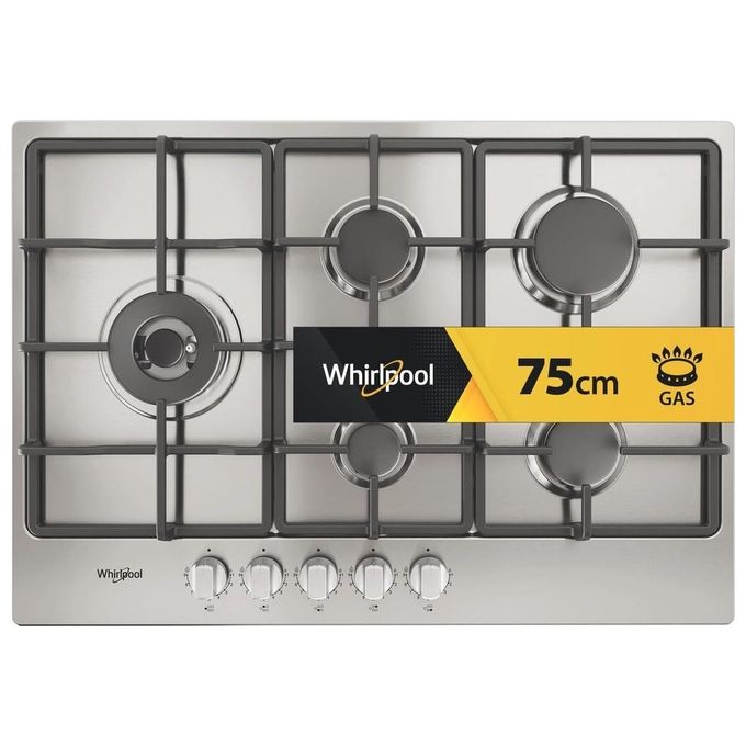 Whirlpool TGML 761 IX R Piano cottura a gas 73 cm 5 fuochi MultiLevel Flame griglie in ghisa colore Inox