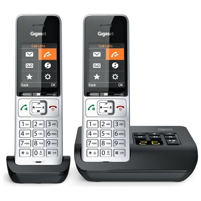 Gigaset L36852-H3023-B101 COMFORT 500A duo Telefono analogico DECT con vivavoce e identificatore di chiamata colore Nero Argento