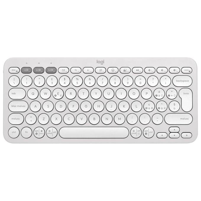 Logitech K380S Pebble Keys 2 Tastiera Wireless Bluetooth QWERTY Italiano Compatta Silenziosa Multi-dispositivo colore Bianco