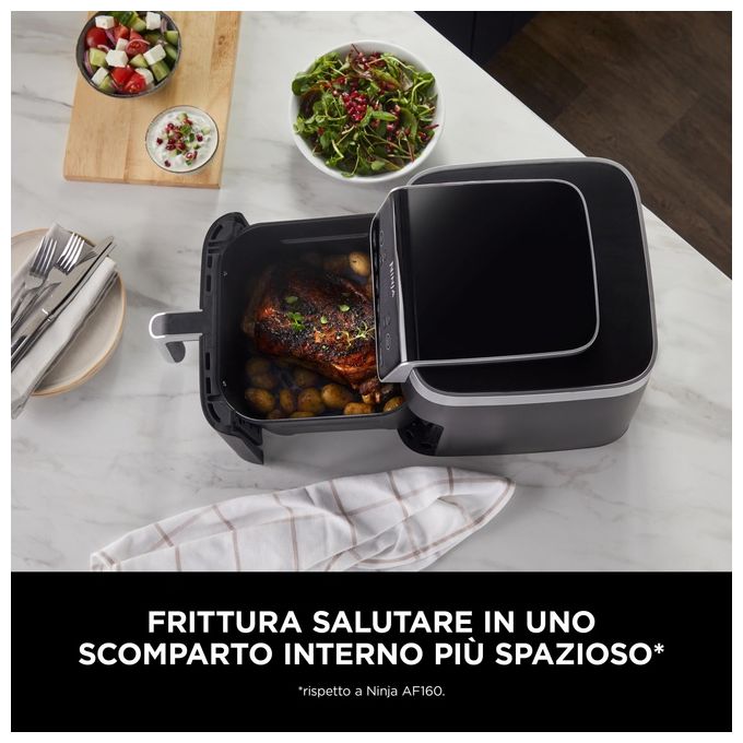 Ninja AF180EU Friggitrice ad aria 6.2 L 2000W 6 Programmi Display Digitale Antiaderente Lavastoviglie colore Nero
