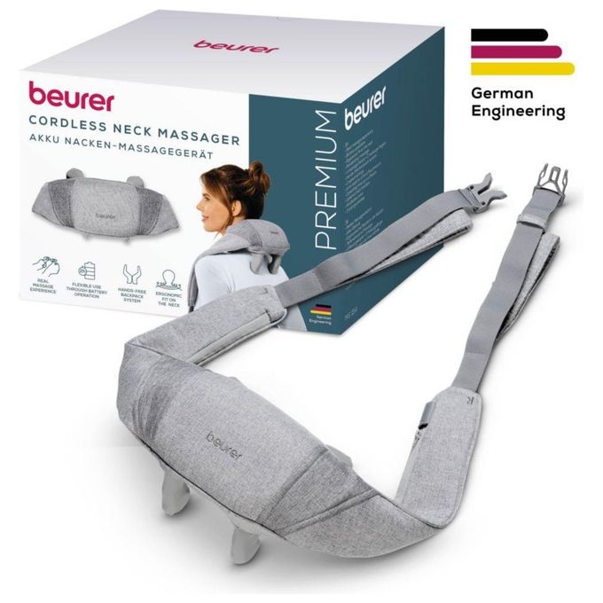 Beurer MG 154 Massaggiatore per Collo e Spalle Senza Fili 10 W 2 Ore Autonomia Funzione Calore 2 Livelli Intensita' colore Grigio