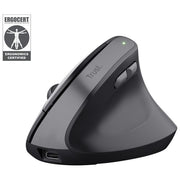 Trust 25145 Bayo II Mouse Ergonomico Wireless RF Ottico 2400 DPI 6 Tasti Ricaricabile USB-C colore Nero