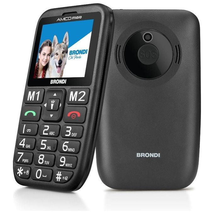 Brondi AMICO STILOSO NERO Telefono Cellulare Barra Dual SIM 2.4'' 1.3 MP Bluetooth Tasti Grandi Tasto SOS colore Nero