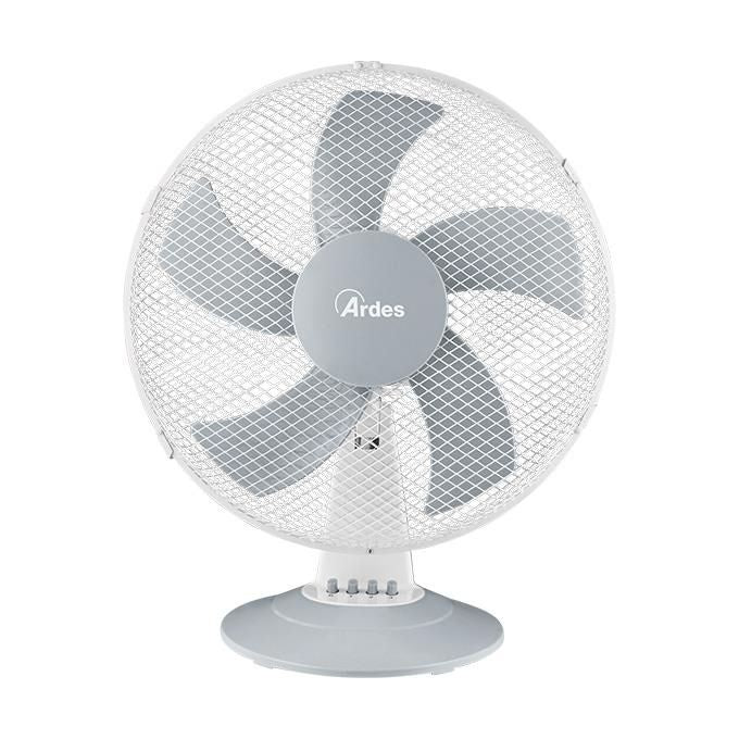 Ardes AR5ST40W Steelo Ventilatore da Tavolo 40 cm 5 Pale 50W 3 Velocita' Oscillazione Automatica 52 dB colore Bianco