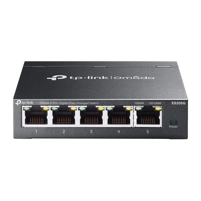 TP-Link ES205G Omada Switch Gestito 5 Porte Gigabit Ethernet 10 Gbps Switching QoS VLAN Cloud Managed colore Nero
