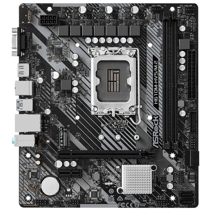 ASRock H610M-HVS-M.2 R2.0 Scheda Madre micro ATX Socket LGA 1700 Chipset Intel H610 DDR4 64 GB M.2 SATA III HDMI VGA Gigabit Ethernet