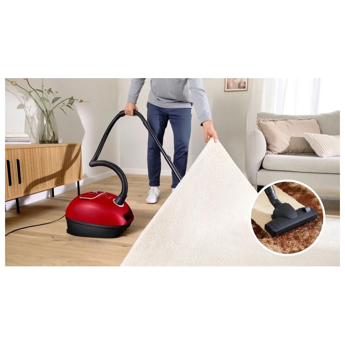 Bosch BGB41PET1 Serie 4 Aspirapolvere a Traino con Sacco 4 L 700 W Filtro HEPA 75 dB colore Rosso