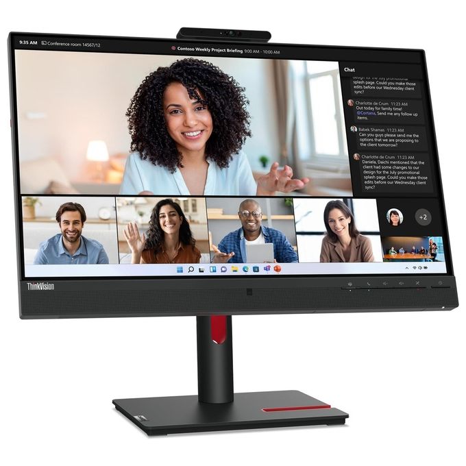 Lenovo 63D7UAT3EU ThinkVision T24mv-30 Monitor PC 23.8'' Full HD IPS LED 75Hz USB-C 90W Webcam 5MP Hub USB Ethernet colore Nero