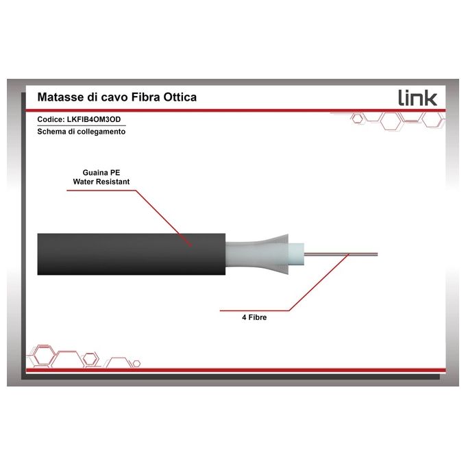 Link Cavo Fibra Ottica da Esterno Dielettrico Om3 Antiroditore 4 Fibre