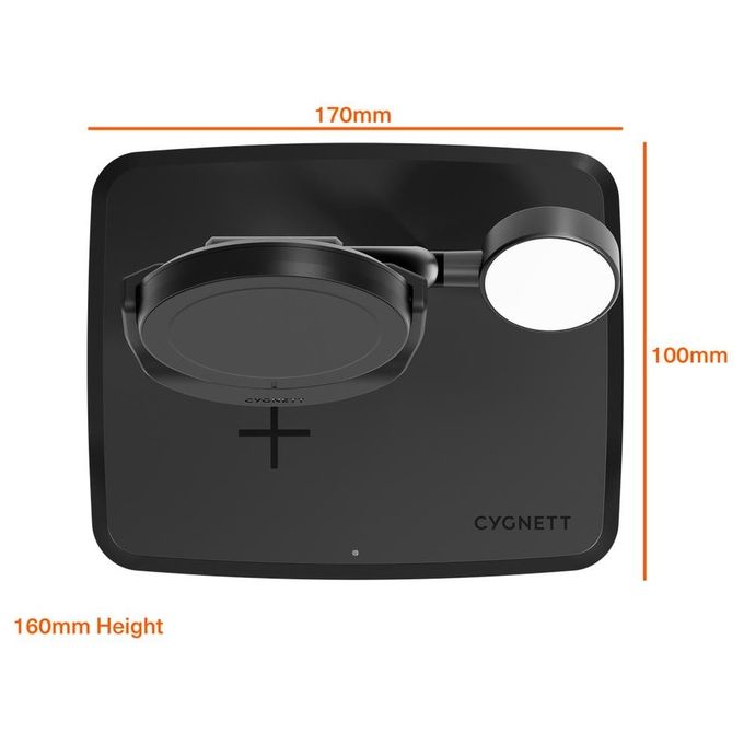 Cygnett CY5100BUNCP ChargeBase Caricatore Wireless 3 in 1 Ricarica Rapida 15 W Testina Girevole 80° Base Antiscivolo Zavorrata colore Nero