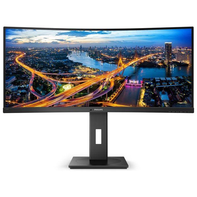 Philips Monitor 346B1C Gaming Monitor Curvo 34'' 21:9 WQHD, 100 Hz, Adaptive Sync, Multiview (PiP, PbP), KVM e Audio Integrati, HDMI, Display Port, Docking Station USB-C, RJ45, Regolabile Ergonomicamente, Vesa