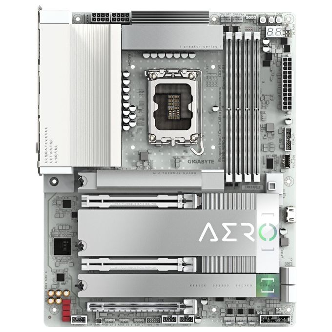 GIGABYTE Z890 AERO G Scheda Madre ATX Supporta CPU Intel Core Ultra Serie 2 VRM 16+1+2 Fasi DDR5 fino a 8800MHz OC Wi-Fi 7 Thunderbolt 4 colore Bianco