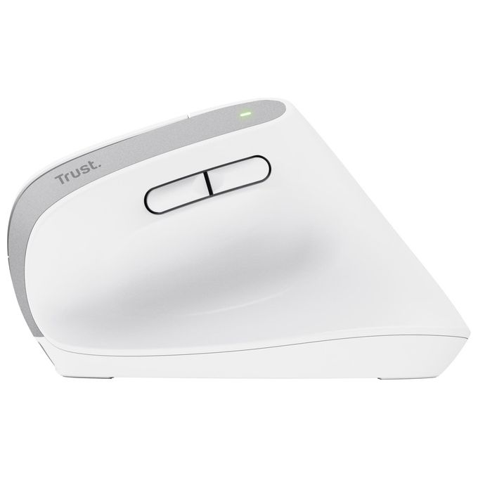Trust 25399 Bayo+ Mouse Ergonomico Wireless Multidispositivo 6 Pulsanti 800-2400 DPI Ricaricabile colore Bianco