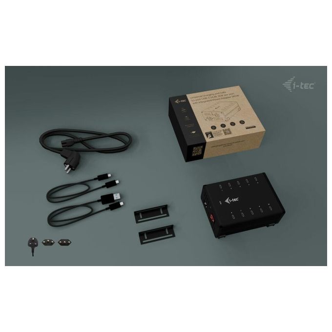 I-tec CACHRGHUB10CIT Hub USB-C USB-A Metal 10 porte USB-C 15W per porta alimentatore 180W colore Nero
