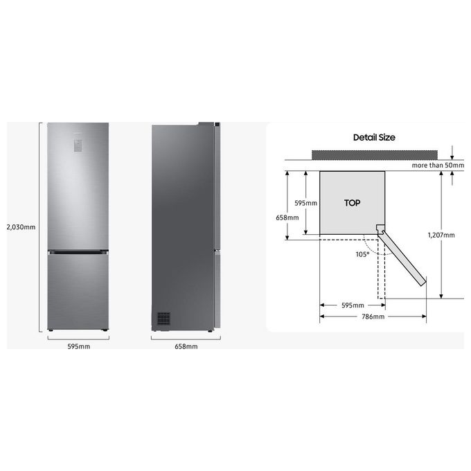 Samsung RB38C607AS9 EcoFlex AI Frigorifero Combinato 387 L 203 cm Classe A 35 dB Total No Frost Twin Cooling Plus Wi-Fi colore Inox