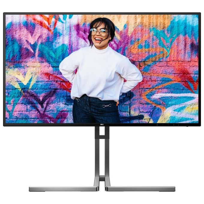 AOC U27U3CV Monitor 27'' UHD 3840x2160 Nano IPS 60Hz HDR400 Altezza Regolabile HDMI2x DP1x USB Hub Speaker colore Nero-Argento